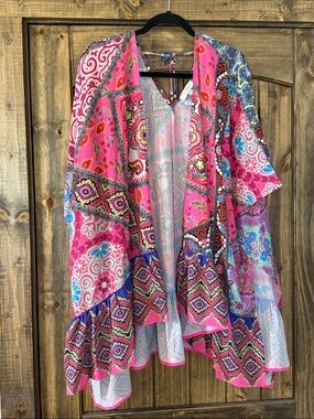 Umgee Pink Floral Boho Kimono